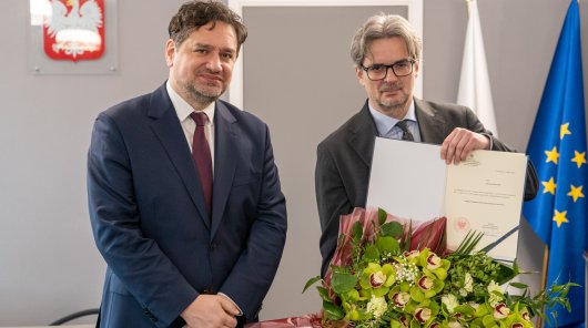 Zdjęcie Pana Mirosława Wróblewskiego, Prezesa Urzędu Ochrony Danych Osobowych oraz Pana Konrada Komornickiego, Zastępcy Prezesa Urzędu Ochrony Danych Osobowych